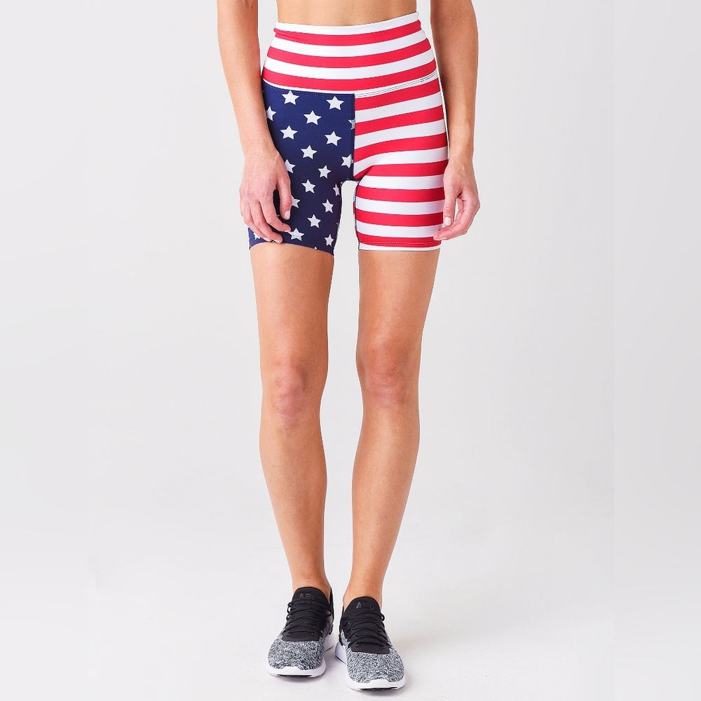American Flag Stars Stripes Patriotic Bike Shorts